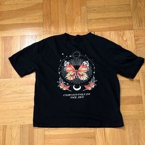 Oversized Black Butterfly Graphic T-Shirt